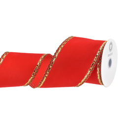 Christmas Velvet Victorian Edge Wired Ribbon, 10-yard