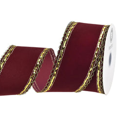 Christmas Velvet Victorian Edge Wired Ribbon, 10-yard