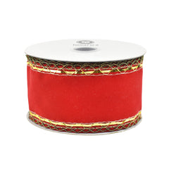 Christmas Velvet Victorian Edge Wired Ribbon, 10-yard