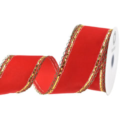 Christmas Velvet Victorian Edge Wired Ribbon, 10-yard