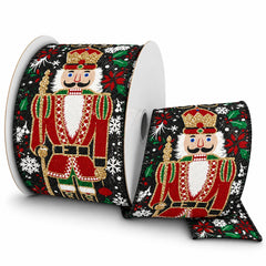 Fancy Nutcracker Christmas Linen Wired Ribbon
