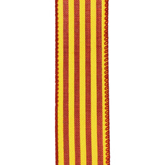 Cabana Stripes Faux Linen Wired Autumn Fall Ribbon, 10-yard, Dark Orange/Yellow