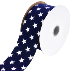 Patriotic Stars Velvet Ribbon, 2-1/2-inch, 20-yard
