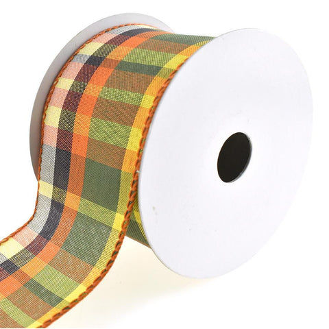 Plaid Artistry Wired Autumn Fall Ribbon, Harvest Gold, 2-1/2-Inch, 10-Yard