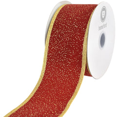 Christmas Sparkle Velvet Wired Ribbon, 10-yard