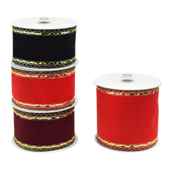 Christmas Velvet Victorian Edge Wired Ribbon, 10-yard