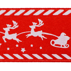 Christmas Santa Reindeer Sleigh Satin Ribbon, 10-yard