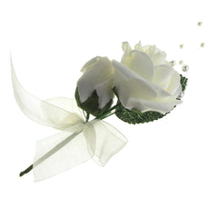 Foam Rose Flower with Pearl Beads, 5-1/2-Inch, 12-Count