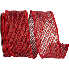 Metallic Chain Link Net Wired Edge Ribbon, 10-yard