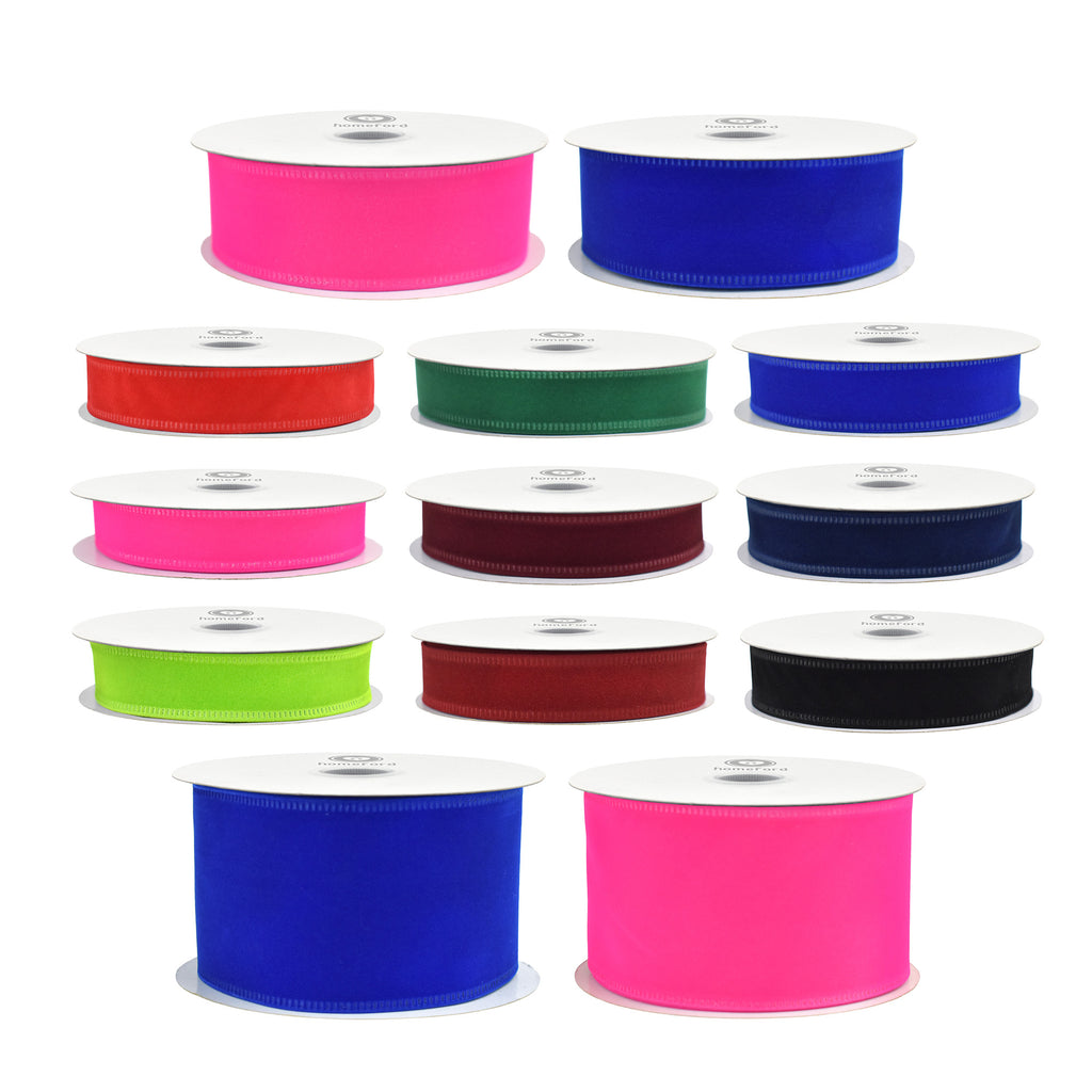 Christmas Velvet Wired Edge Ribbon, 10-yard