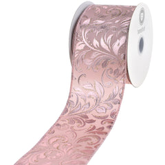 Christmas Embossed Elegant Swirls Satin Wired Ribbon, 2-1/2-inch, 10-yard