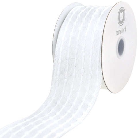 Christmas Iridescent Snowball Weave Wired Ribbon, 10-yard