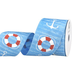 Summer Anchors Life Preservers Satin Wired Ribbon, 2-1/2-inch, 10-yard