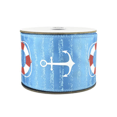 Summer Anchors Life Preservers Satin Wired Ribbon, 2-1/2-inch, 10-yard