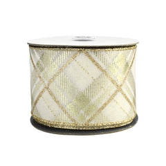 Christmas Metallic Plaid Twill Wired Ribbon, 2-1/2-inch, 10-yard