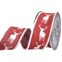 Christmas Reindeer Frizette Edge Wired Ribbon, 2-1/2-inch, 10-yard