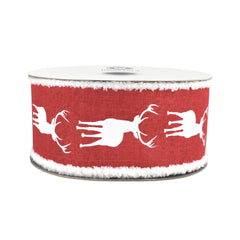 Christmas Reindeer Frizette Edge Wired Ribbon, 2-1/2-inch, 10-yard