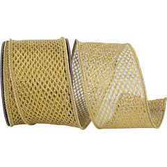 Metallic Chain Link Net Wired Edge Ribbon, 10-yard