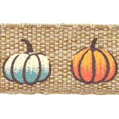 Pumpkins Faux Linen Autumn Fall Ribbon, 10-yard