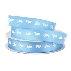 Baby Shower Footprint Pattern Satin Ribbon, 5/8-inch, 10-yard