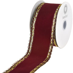 Christmas Velvet Victorian Edge Wired Ribbon, 10-yard