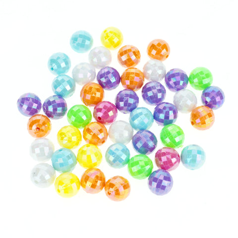 Plastic Fashion Disco Balls Aurora Borealis Beads, 3/8-inch, 42-count, Multicolor