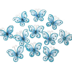 Organza Nylon Glitter Butterflies, 2-inch, 20-count