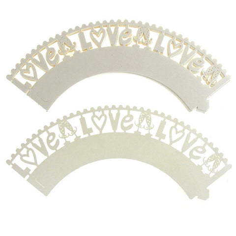 Love Paper Cupcake Wrap, 2-Inch, 12-Piece. Ivory