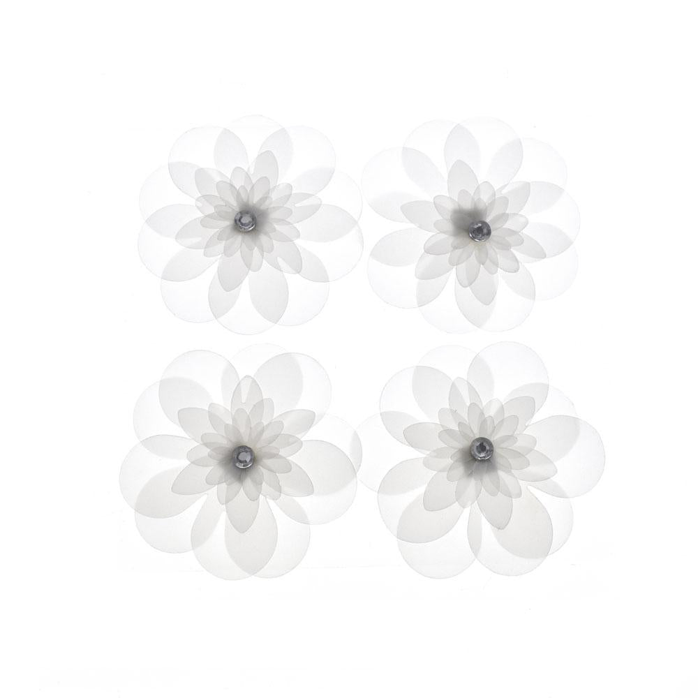 3D Layered Vellum Daisy with Gem Self-Adhesive Floral Embellishments, 2-3/4-Inch, 4-Count