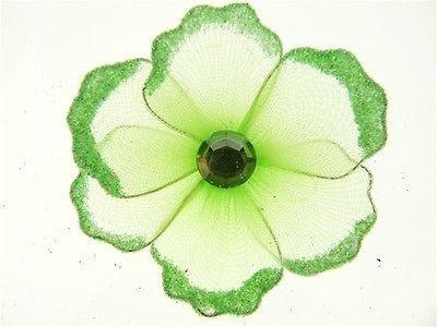 Organza Glitter Nylon, Mini Flower, 2-inch, 12-Piece