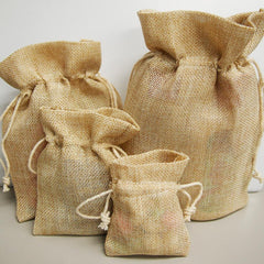 Faux Burlap Pouch Bags, 6-count