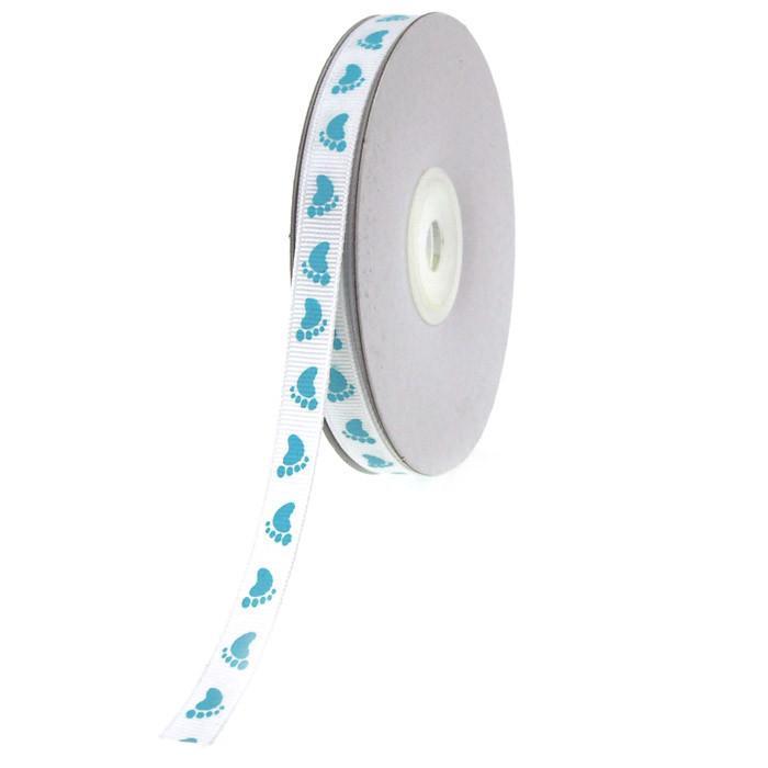 Baby Foot Print Grosgrain Ribbon, 3/8-Inch, 25-yard
