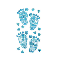 Baby Shower Footprints Rhinestone Stickers, 2-7/8-Inch, 15-Piece