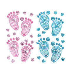 Baby Shower Footprints Rhinestone Stickers, 2-7/8-Inch, 15-Piece