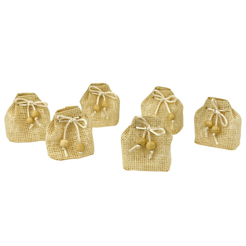 Mini Woven Straw Favor Bags, 3-inch, 12-count, Natural