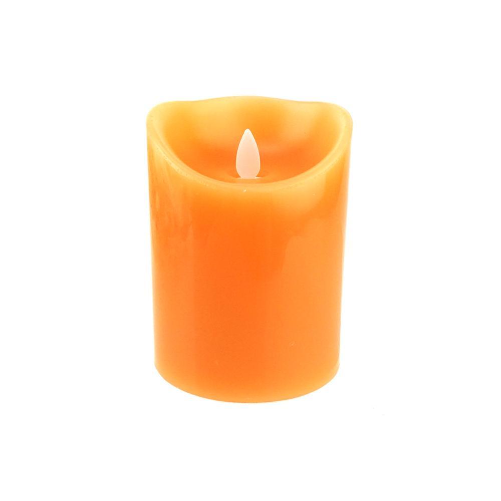 Flameless Wax Pillar LED Candle, Tan, 4-3/4-Inch