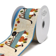 Pumpkin Harvest Wheelbarrow Wired Autumn Fall Ribbon, 2-1/2-Inch, 10-Yard