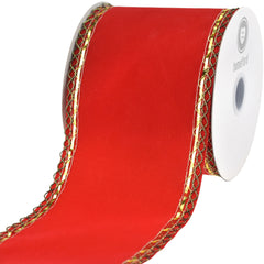 Christmas Velvet Victorian Edge Wired Ribbon, 10-yard