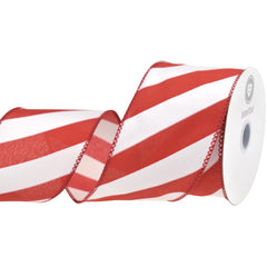Christmas Candy Cane Glossy Stripe Wired Ribbon, 10-yard