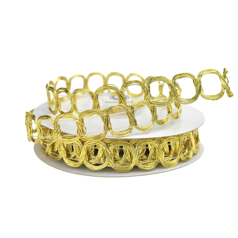 Metallic Chain Loop Ribbon, Gold, 7/8-inch, 10-yard