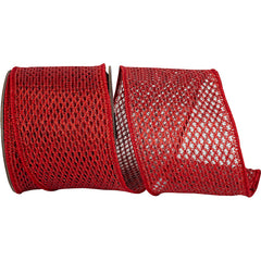 Metallic Chain Link Net Wired Edge Ribbon, 10-yard