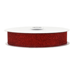 Christmas Flat Glitter Wired Ribbon, 7/8-inch, 10-yard