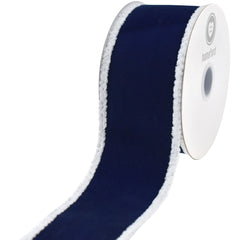 Christmas Velvet Fuzzy Edge Wired Ribbon, 10-yard