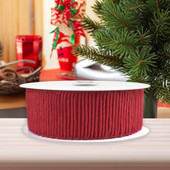 Christmas Ribbed Velvet Wired Ribbon, 10-yard