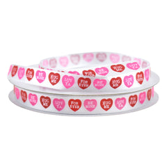 Valentine's Day Candy Hearts Satin Ribbon, 3/8-inch, 10-yard