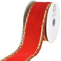 Christmas Velvet Victorian Edge Wired Ribbon, 10-yard