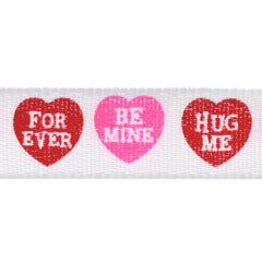 Valentine's Day Candy Hearts Satin Ribbon, 3/8-inch, 10-yard