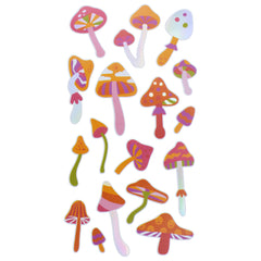 Mushroom Holographic Vinyl Craft Stickers, 1-3/4-inch, 17-piece
