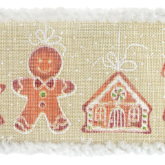 Christmas Figurine Ornaments Fuzzy Edge Wired Ribbon, 10-yard