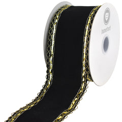Christmas Velvet Victorian Edge Wired Ribbon, 10-yard